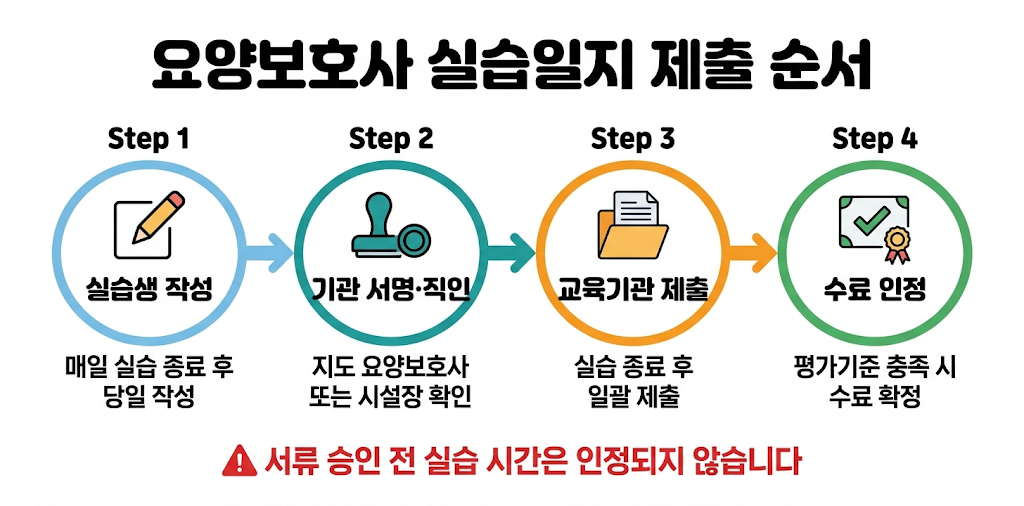 요양보호사 실습일지 제출 흐름