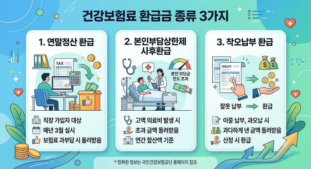 건강보험료환급 세 가지 종류