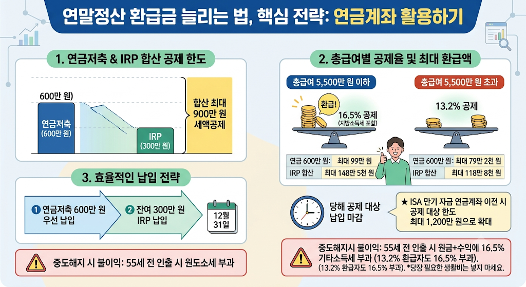 연말정산 환급금 늘리는 법, 12월 31일 지나면 늦는 공제 7가지 3 연금저축 IRP 세액공제 한도와 환급액